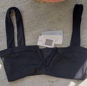 l*space Lee Lee Ribbed  Bikini Top Black NWT